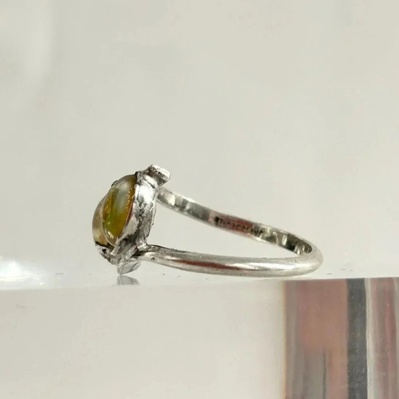 Faux Ethiopian Oval Cut Double Stone Sterling Silver 925 Stamped Ring - sz 5.5 - Picture 3 of 10